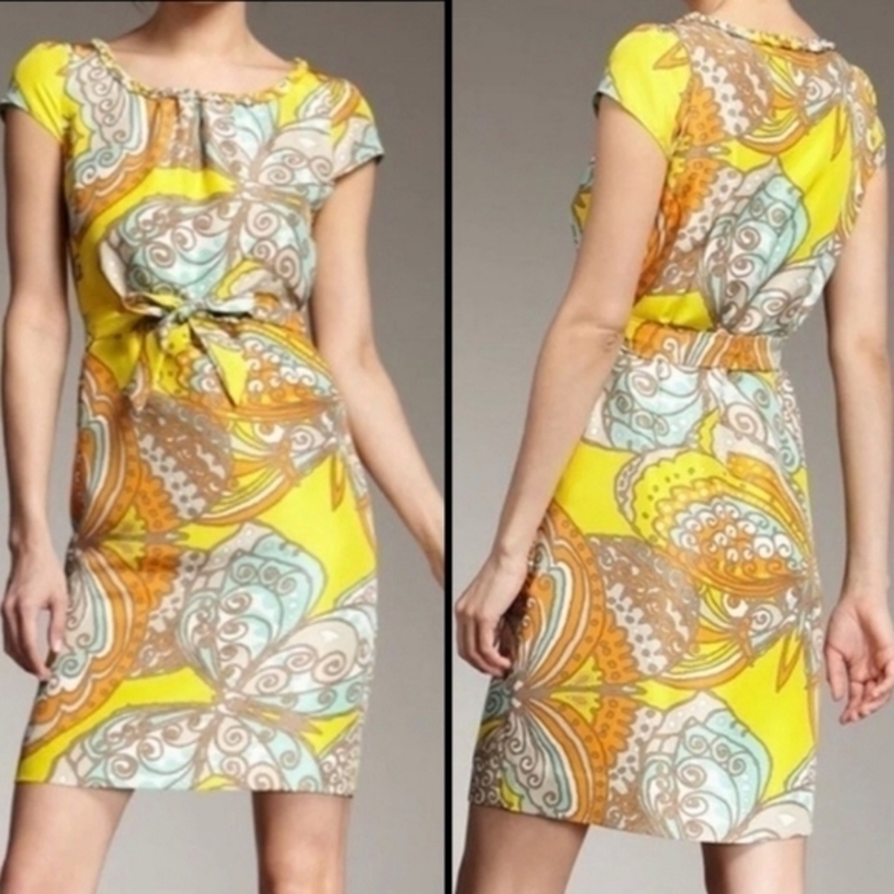 Vibrant Yellow Patterned Dress